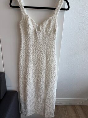 Astr Cream Textured Maxi Dress with Sculpted Bust Detail